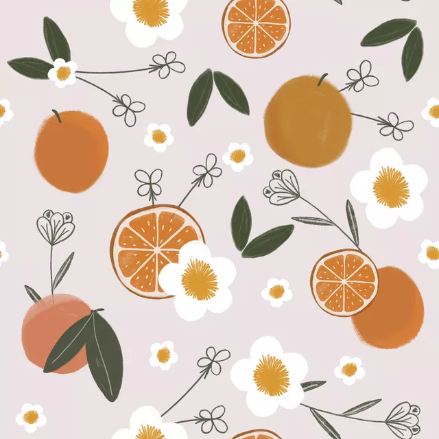 Raffrollo Oranges and Flowers
