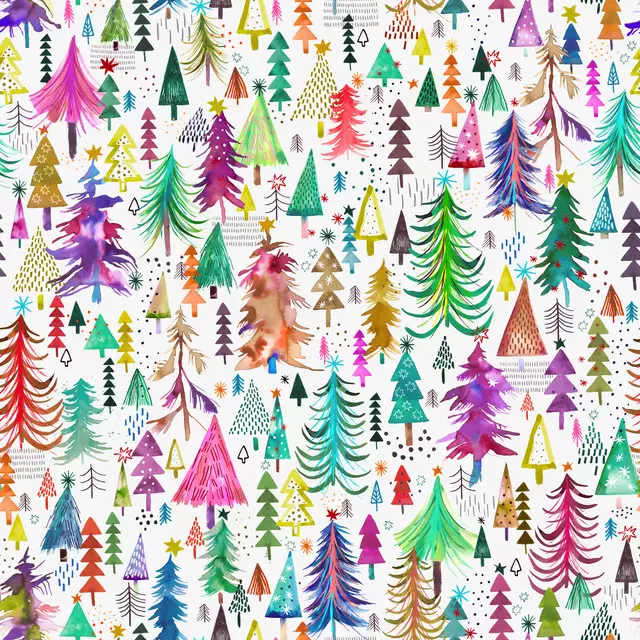 Geschirrtuch Colorful Christmas Trees