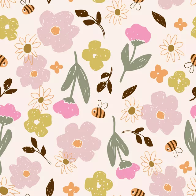 Kissen Bees And Blooms green pink