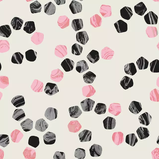 Dekovorhang Marbled Dots Black Pink