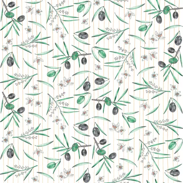 Bodenkissen Olives and flowers pattern