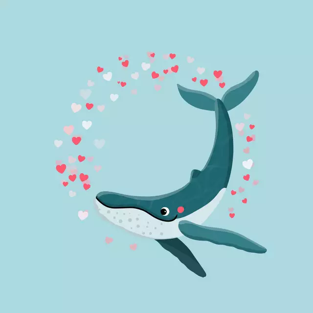 Kissen Wal mit Herzen blau