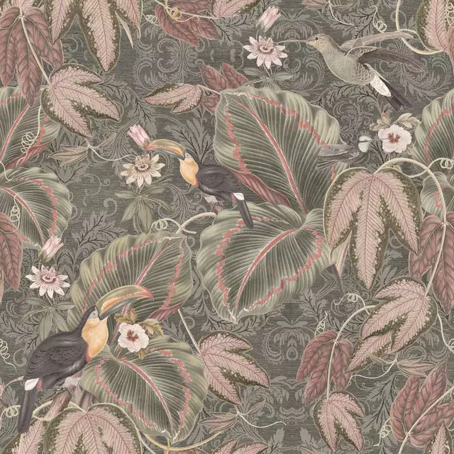 Textilposter Botanische jungle Tukanvögeln