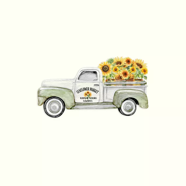 Kissen Cottage Summer Truck Sunflower