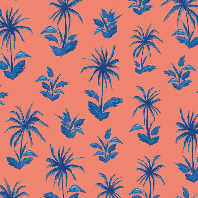 Bodenkissen Palmen blau orange