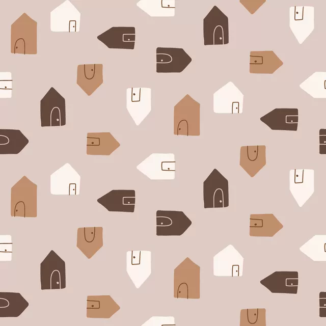 Flächenvorhang Tiny Houses boho brown