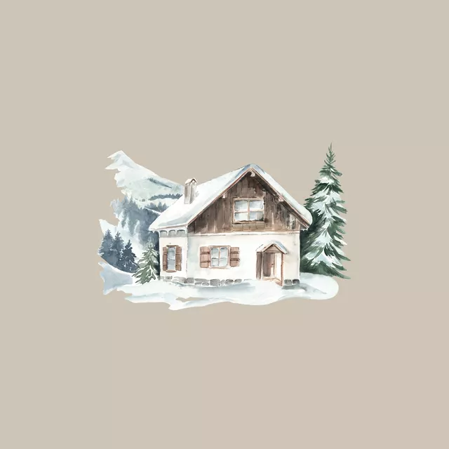 Tischset Winter Berghütte cottage beige