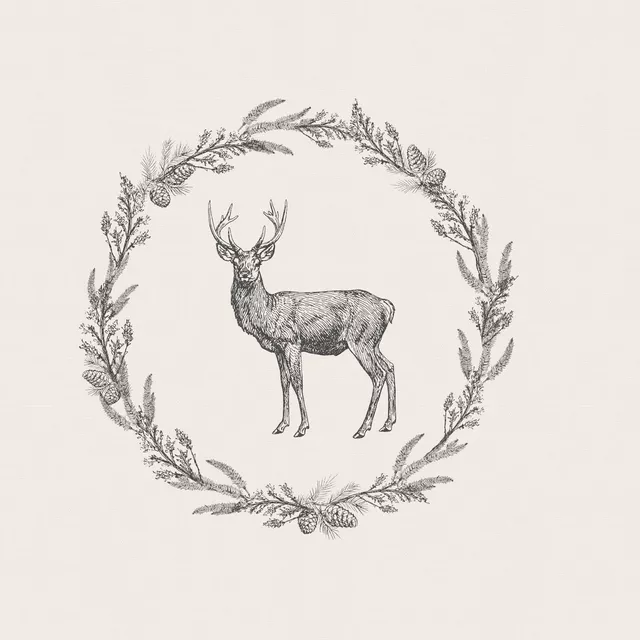 Raffrollo Nordic Deer wreath III