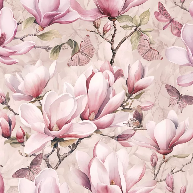 Kissen Magnolia And Butterfly Pink