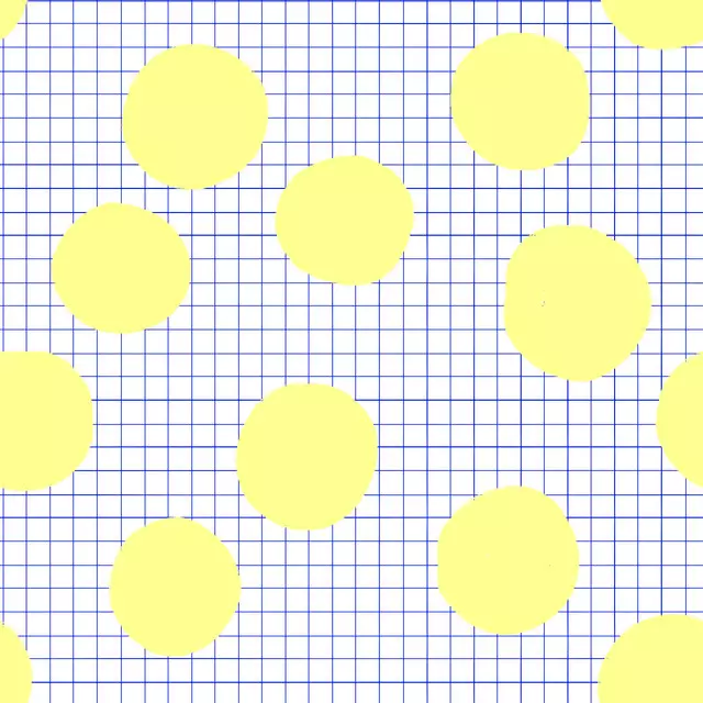 Raffrollo Punkte Gelb groß auf Blau