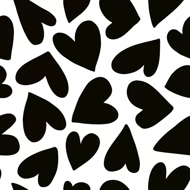 Tischset Hearts black and white