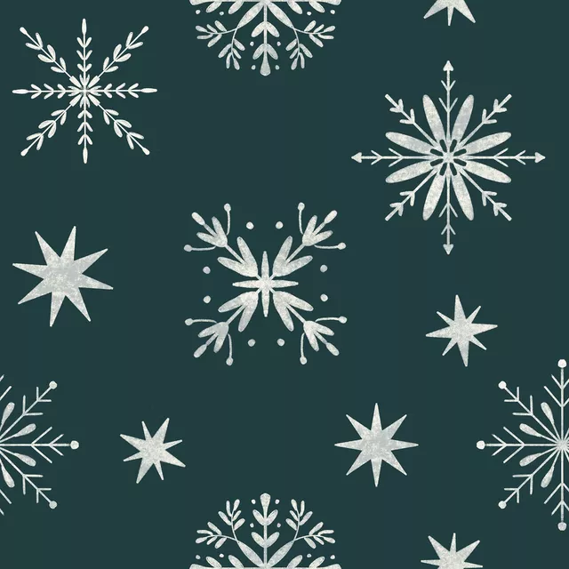 Flächenvorhang Schneeflocken Dunkelgrün