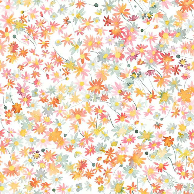 Textilposter Cottagecore Watercolor Daisies