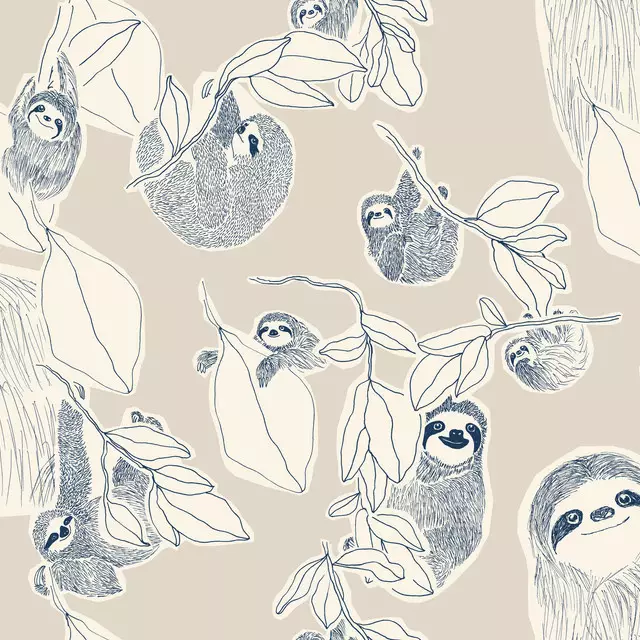 Textilposter Lazy Sloths Beige
