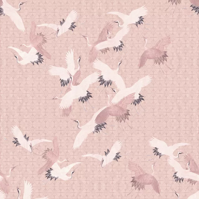 Bankauflage Japanese Birds Blush Pink