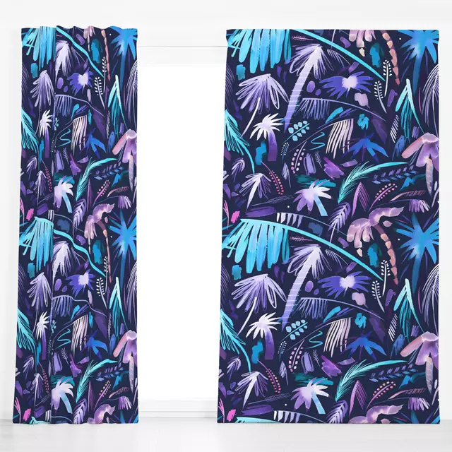 Dekovorhang Brushstrokes Palms Purple
