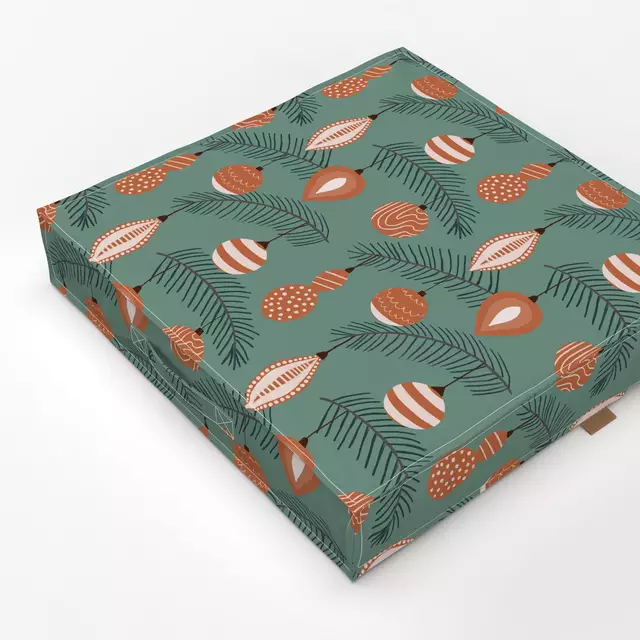 Bodenkissen Retro Weihnachtskugeln Salbei