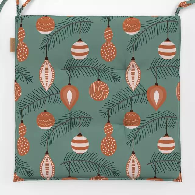 Sitzkissen Retro Weihnachtskugeln Salbei