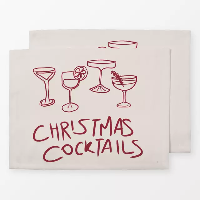 Tischset Christmas Cocktails Dunkelrot