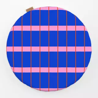 Sitzkissen Grid Blau Pink & Rot