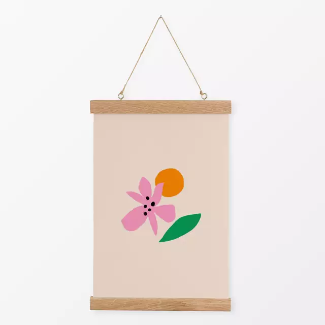 Textilposter Blüte Orange Blatt