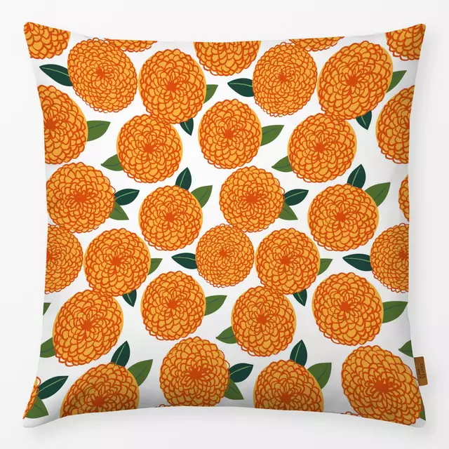 Kissen Dahlien Kreise Muster Orange