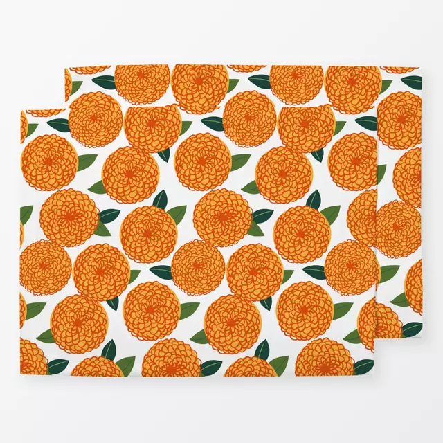 Tischset Dahlien Kreise Muster Orange