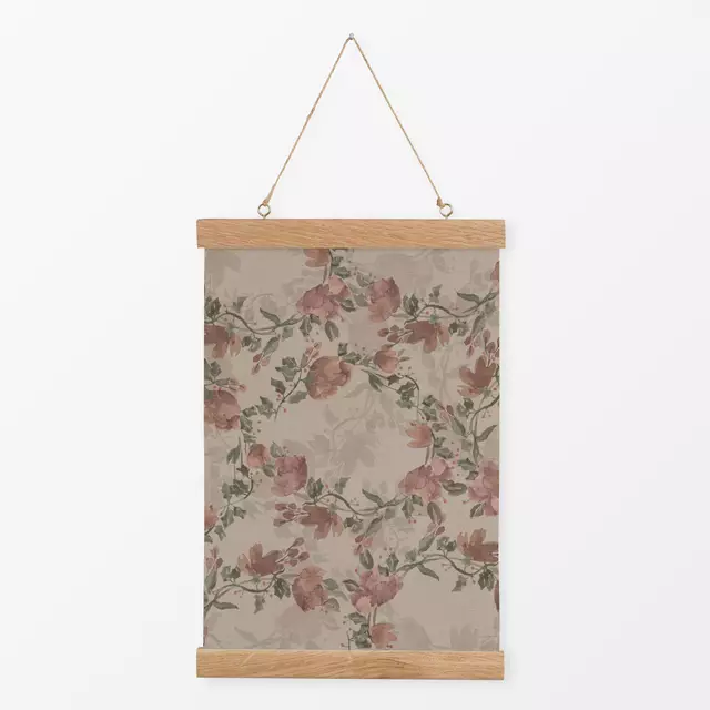 Textilposter Beige Cottage Trockenblumen