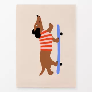 Geschirrtücher Dackel mit Skateboard