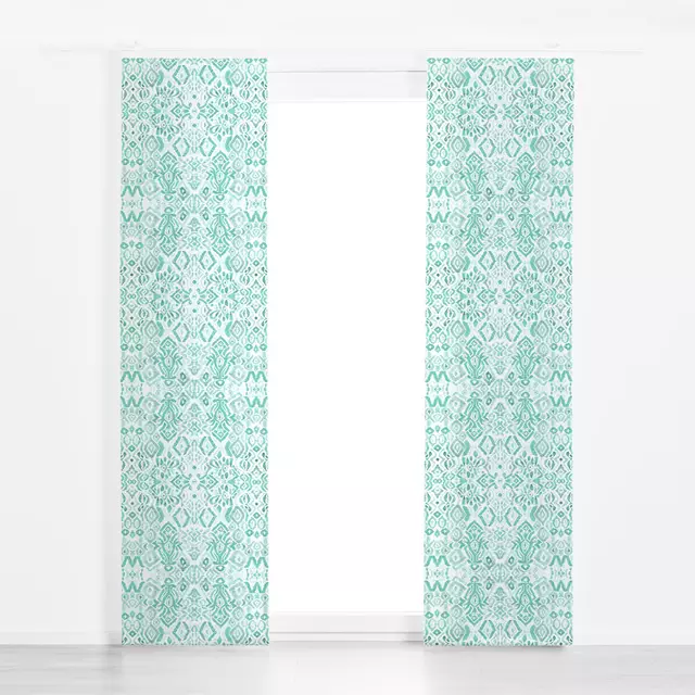 Flächenvorhang Boho Ikat Grun