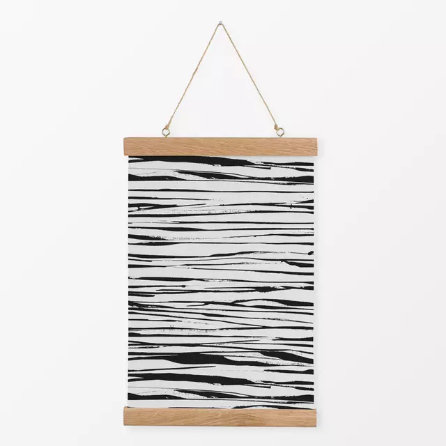 Textilposter sandy beach black ocher