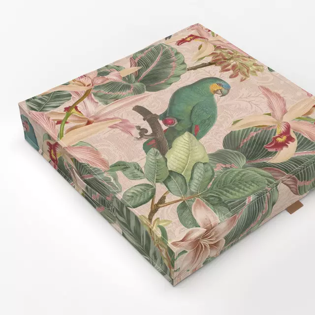 Bodenkissen Vintage Jungle Birds Pink