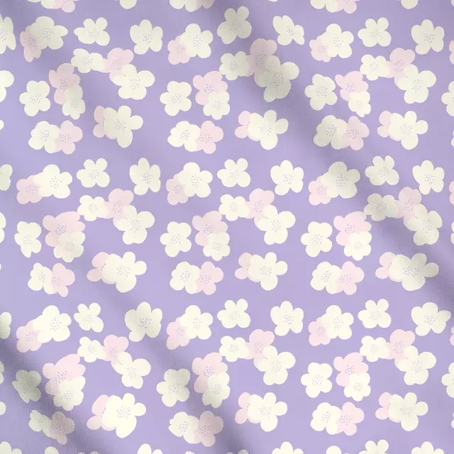 Meterware Frühlingsblumen Lila Klein