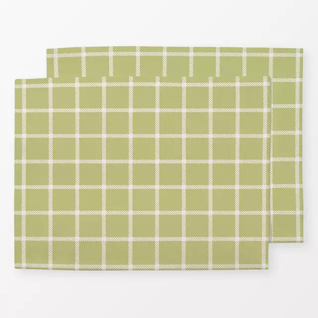 Tischset Grün Weiß Gingham Grid