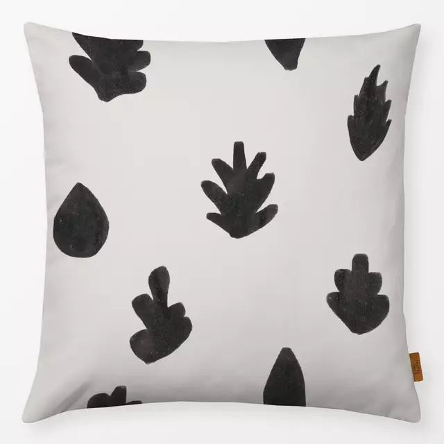 Kissen Herbst Blätter Schwarz Beige