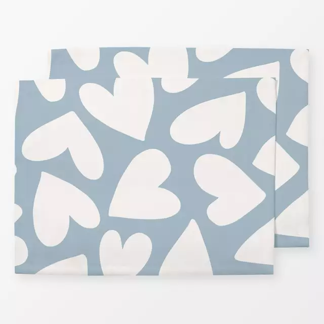 Tischset Hearts blau beige