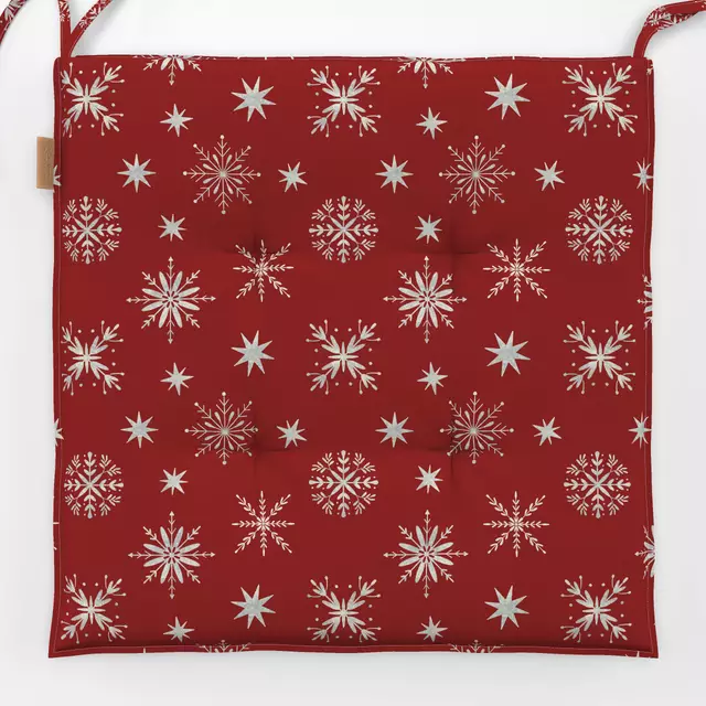 Sitzkissen Schneeflocken  Crimson Rot