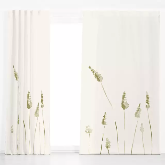 Dekovorhang Olive Watercolor Reeds