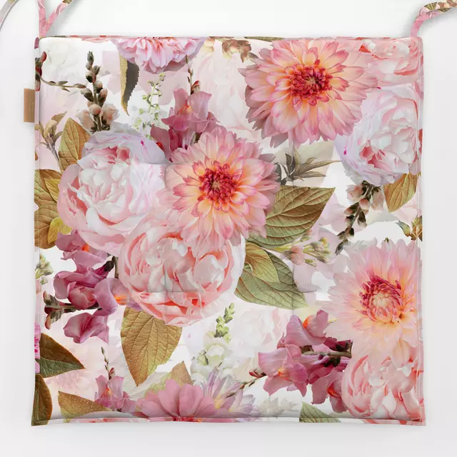 Sitzkissen Rose und Gold Frühlingsblüten