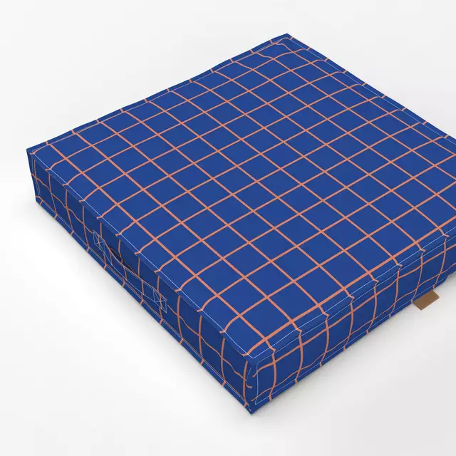 Bodenkissen Grid Orange Blau