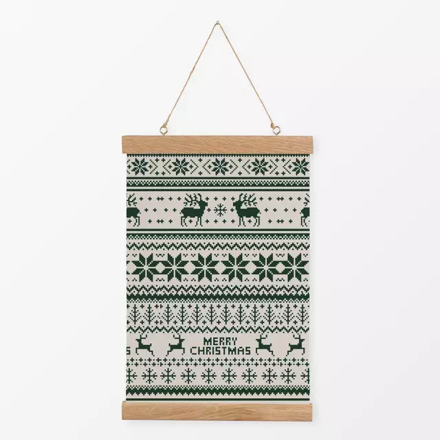 Textilposter Merry Christmas grün sand