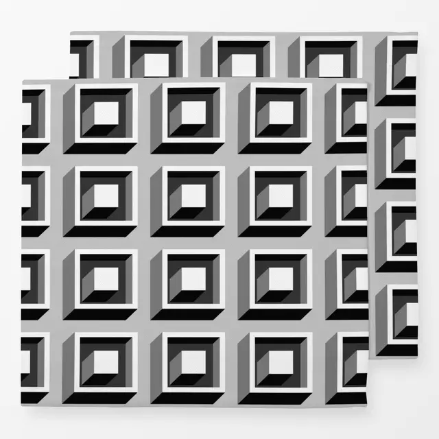 Servietten Cubic Pattern Black And White
