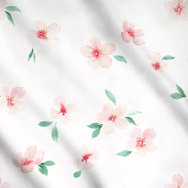 Meterware Kirschblüten Rosa Weiß