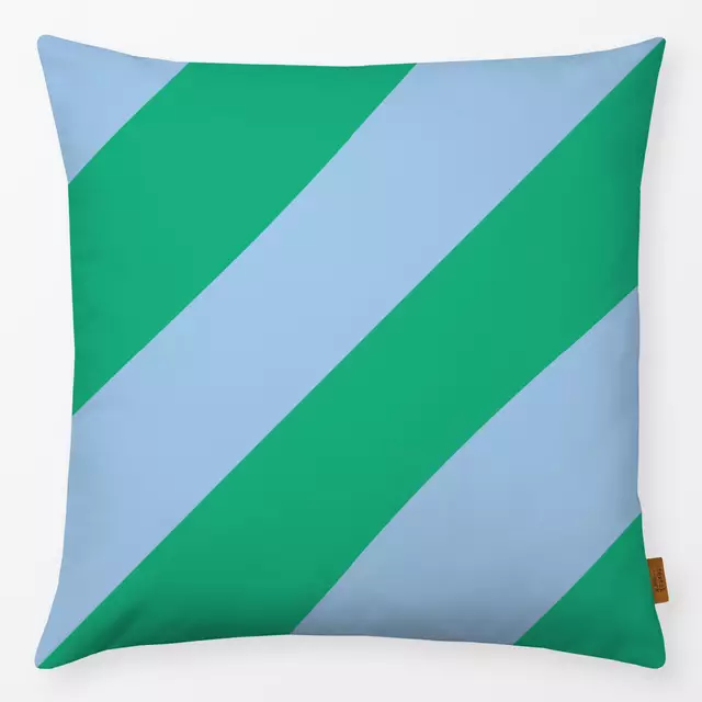 Kissen Diagonale Streifen Grün & Blau
