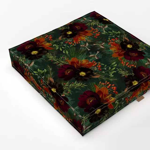 Bodenkissen Vintage Weihnachts Blumen Grün