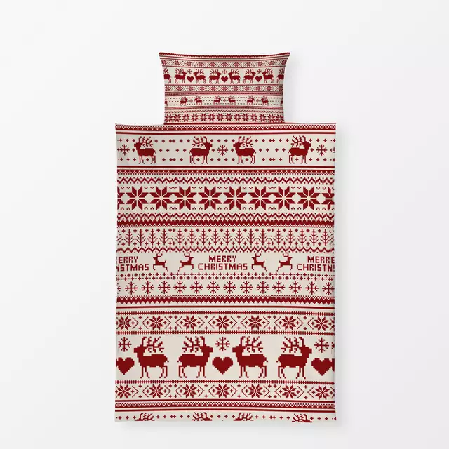 Bettwäsche Merry Christmas rot sand