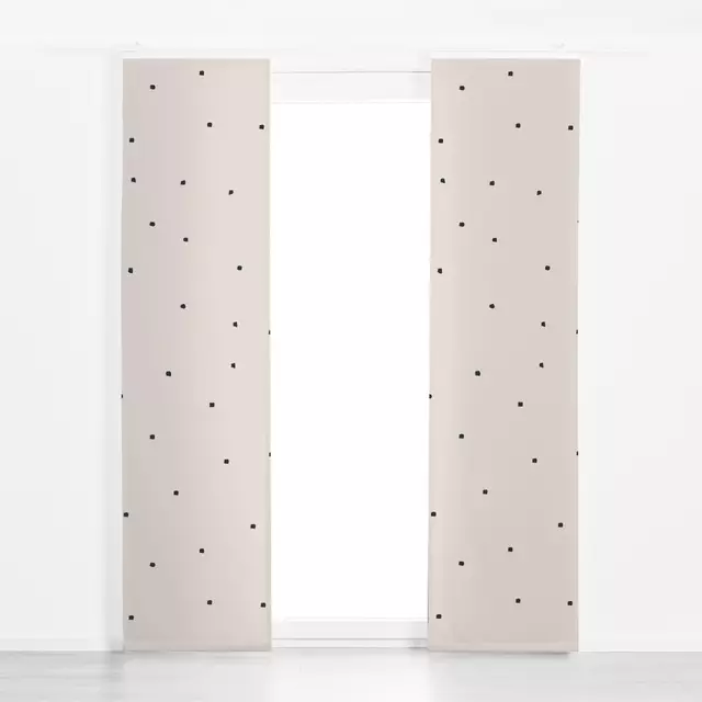 Flächenvorhang Pfeffer Punkte Beige-Schwarz