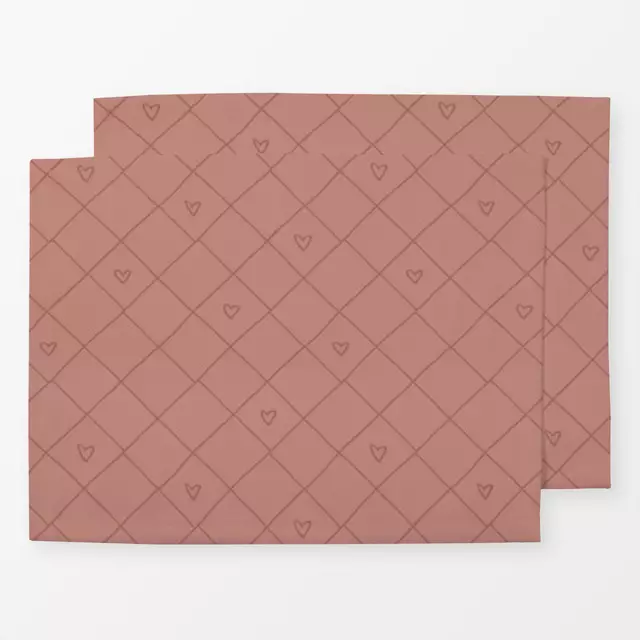 Tischset Grid mit Herz 2 Terracotta