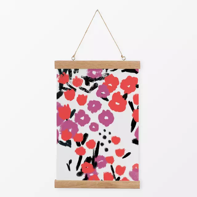 Textilposter Peony and Coral Flowers