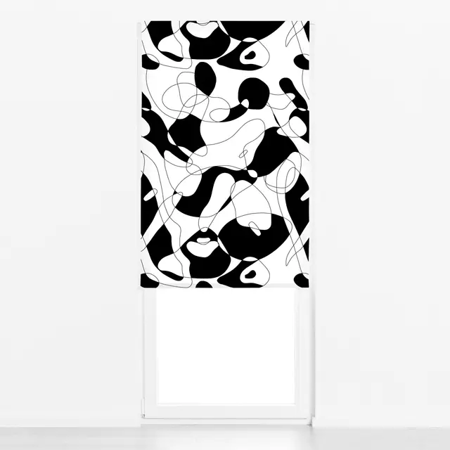 Raffrollo Black White Scandi Shapes
